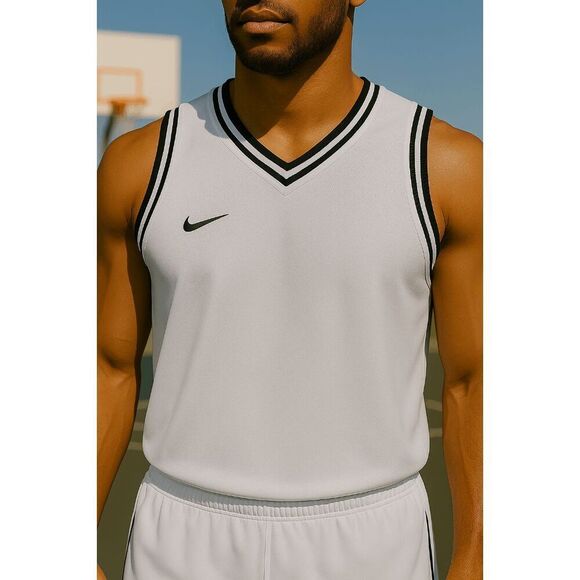 Nike Men's DNA Basketball Jersey Top Warm Up Practice White Black L - Picture 1 of 8